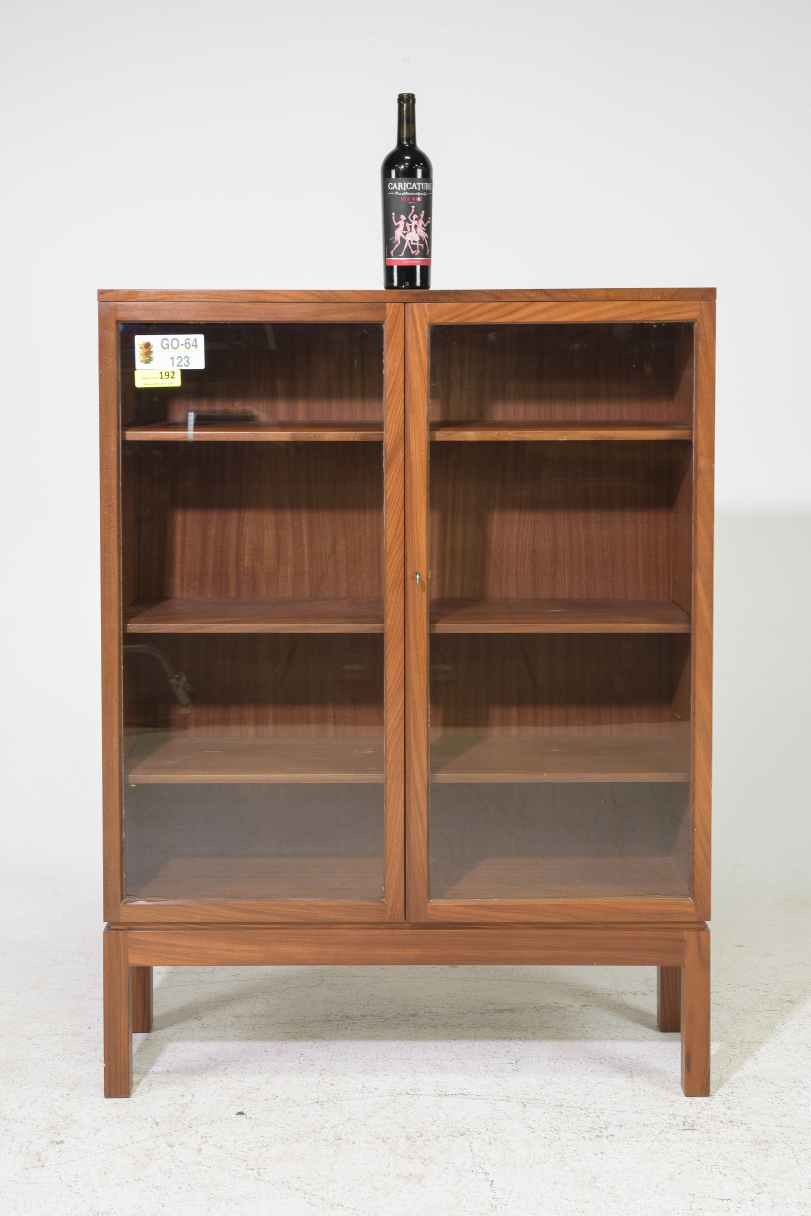 Mid Century Modern Double Door Cabinet: Danish Modern Style Double Glass Door Bookcase / Cabinet - 48 in tall x 36 x 11.5