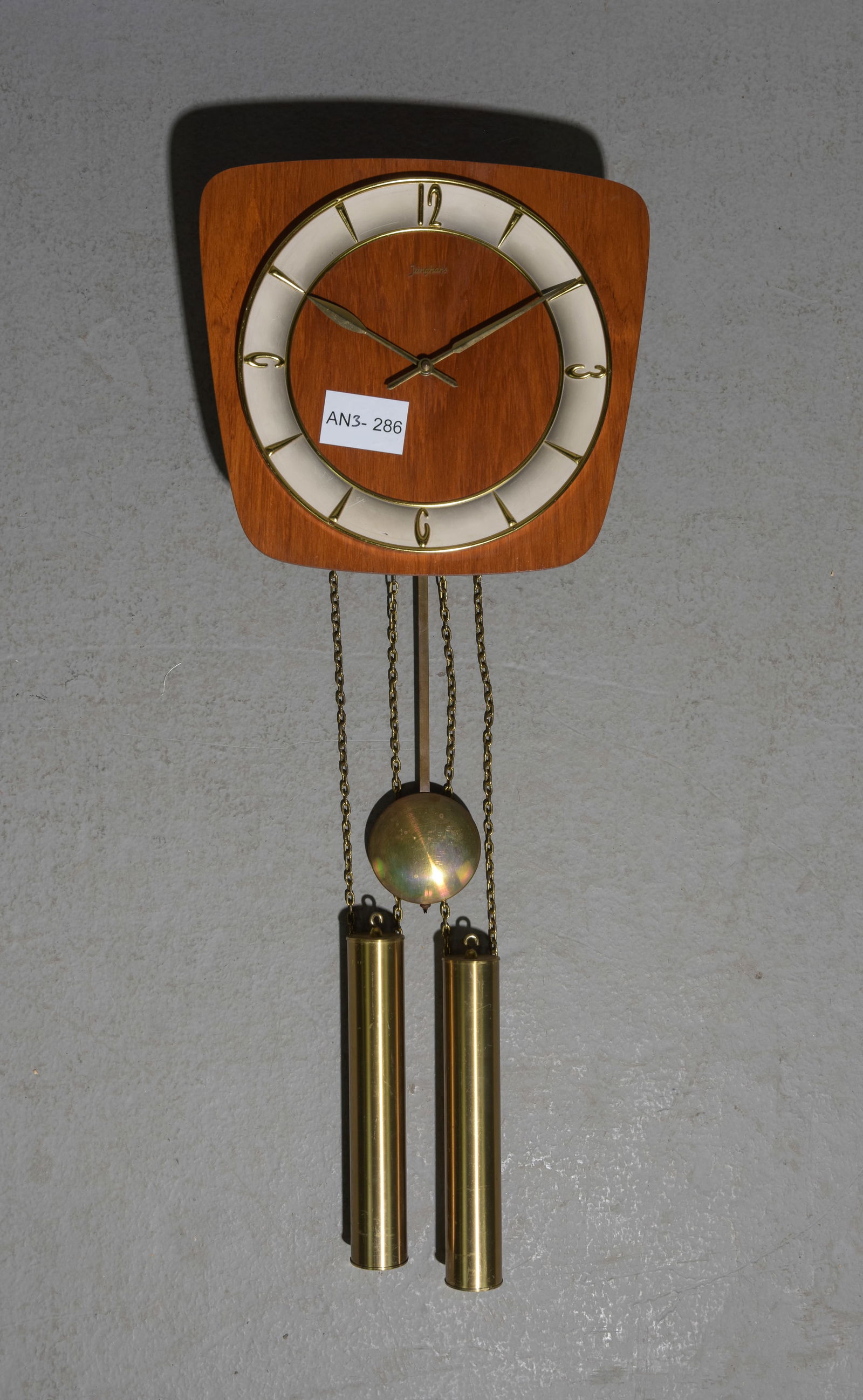 Danish Mid Century Modern Wall Clock with Weights (1 of 4)
