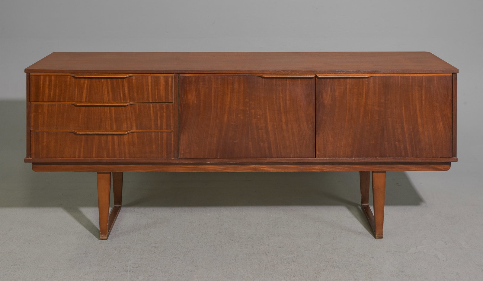 Mid Century Modern Folded Handles Sideboard: Danish Modern Style Folded Handles Sideboard - 29.5 inches tall x 72 x 16.5
