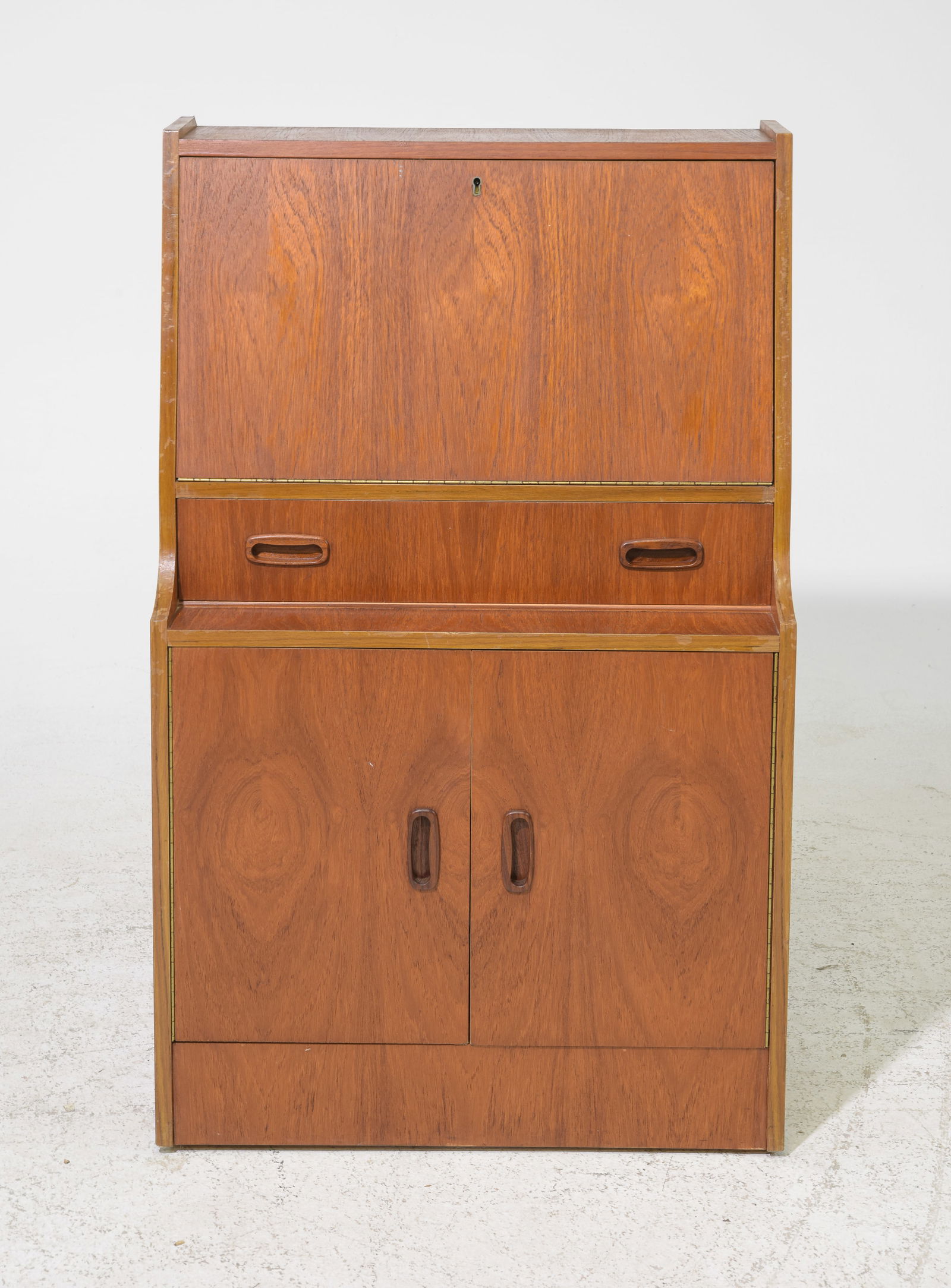 Mid Century Modern Drop Front Desk / Bureau: Danish Modern Style Drop Front Desk / Bureau - 39 inches tall x 24 x 12