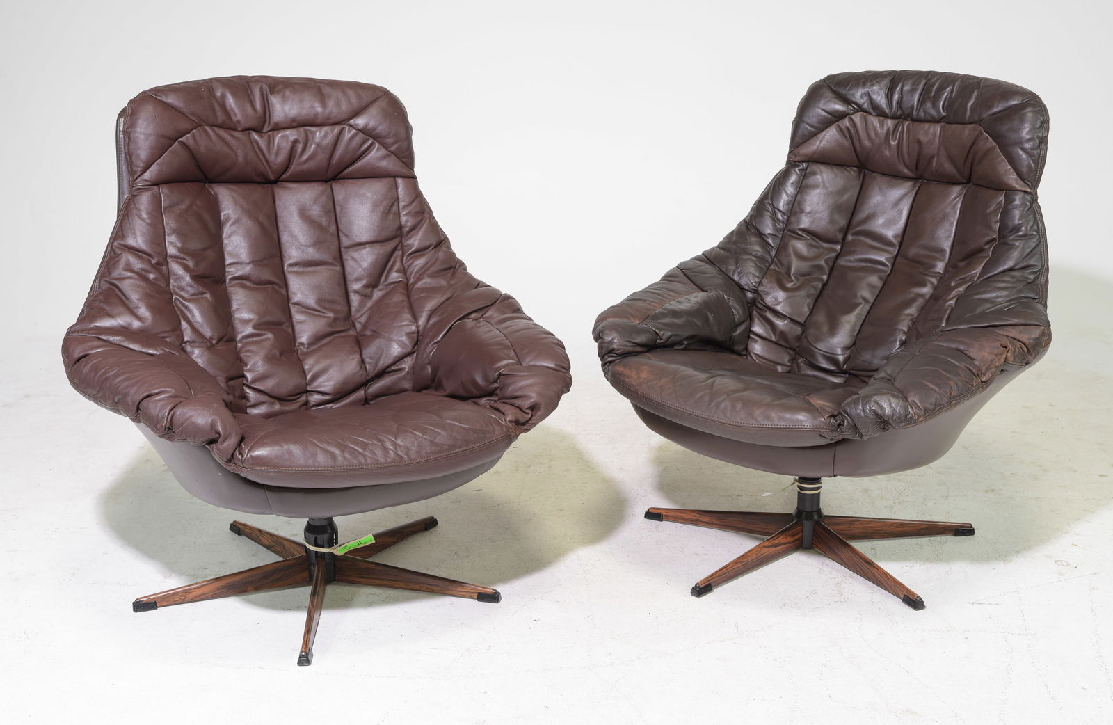 2 Danish Brown Leather Lounge Chairs by Bramin (1 of 6)