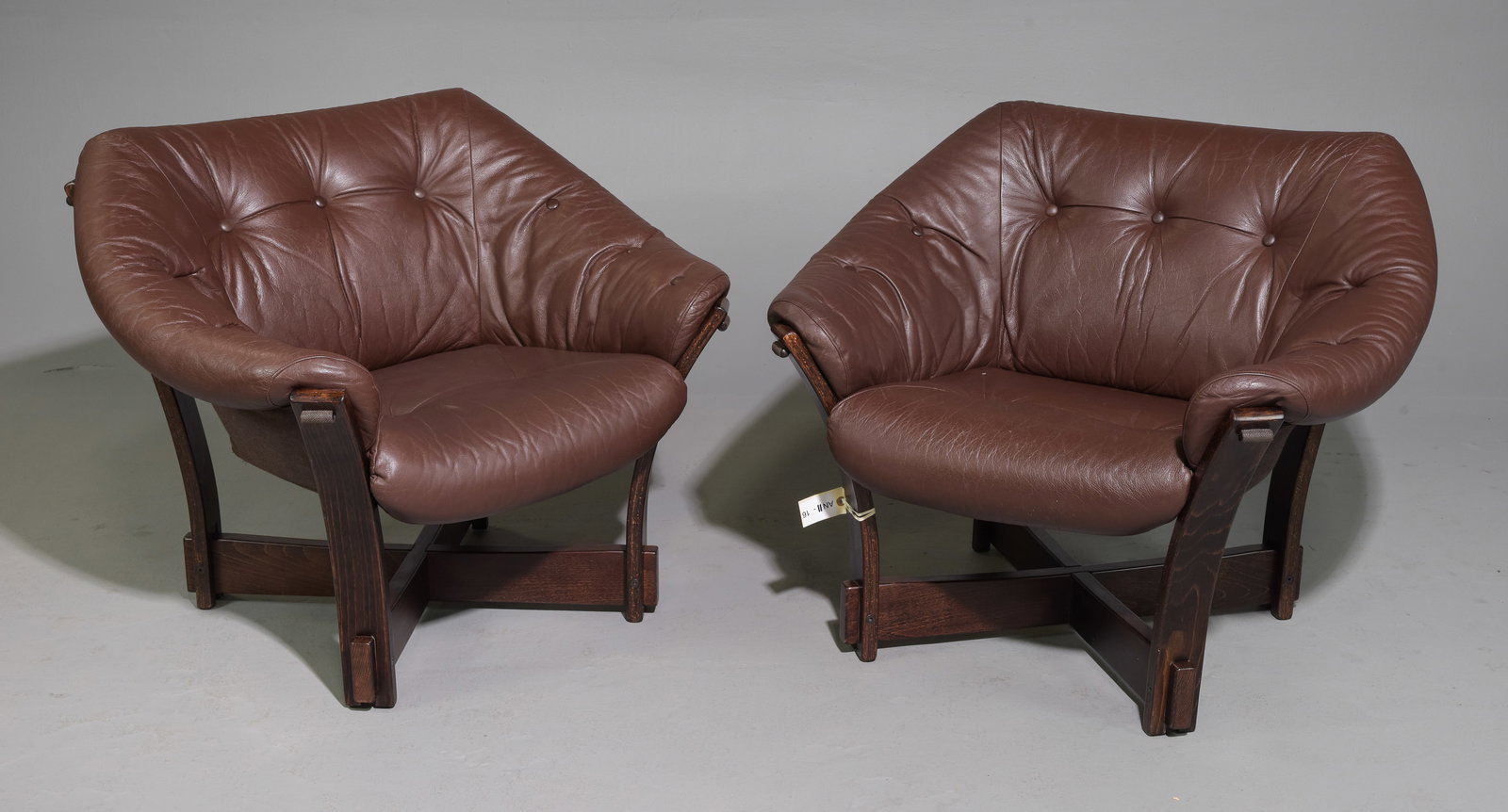 2 Danish Modern Cognac Leather "Sling" Lounge Chairs (1 of 5)