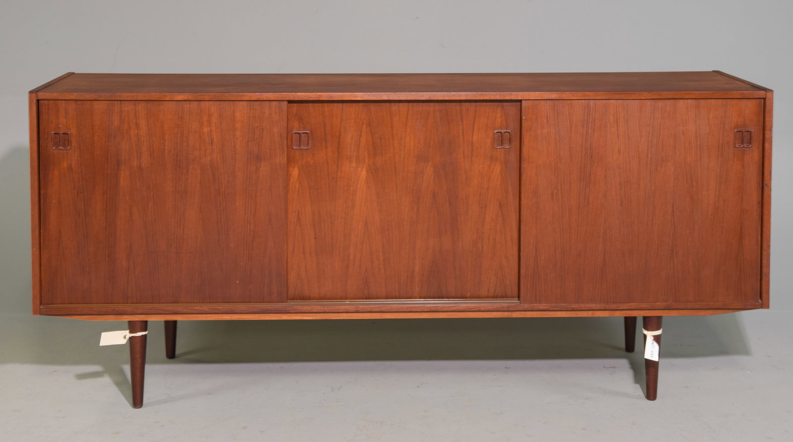 Danish Mid Century Modern Sliding Door Sideboard: Danish Mid Century Modern Sliding Door Sideboard - 34.5 in tall x 79 x 18