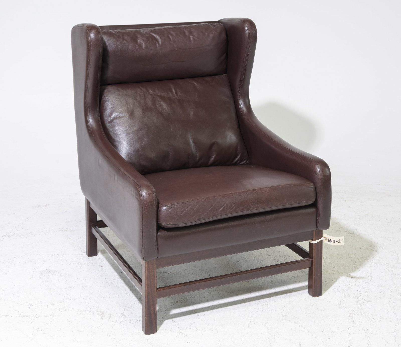 Danish Dark Brown Leather Wing Back Arm Chair (1 of 3)