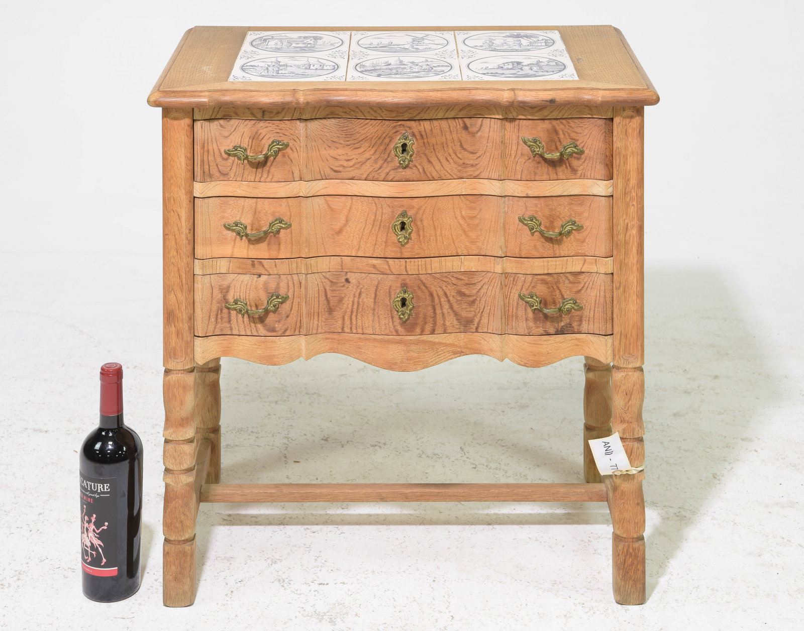 Danish Oak Tile Top Three Drawer Chest / Nightstand (1 of 5)