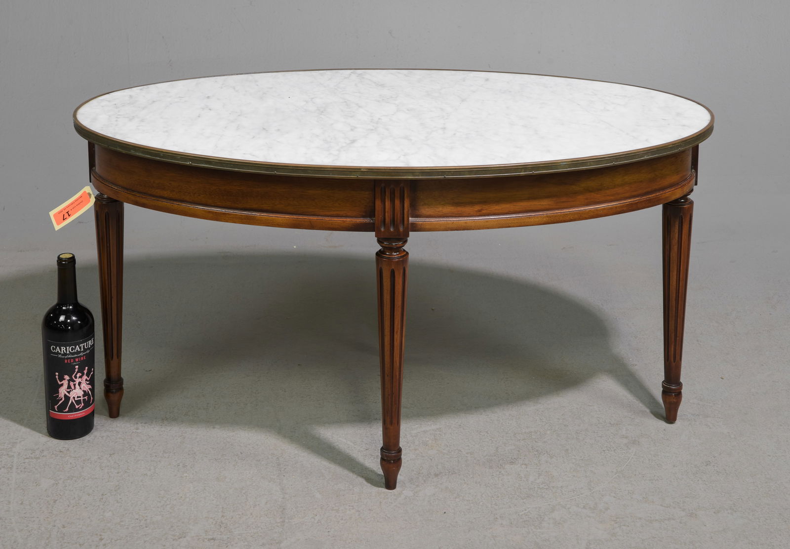 Louis XVI Style White Marble Top Oval Coffee Table (1 of 4)