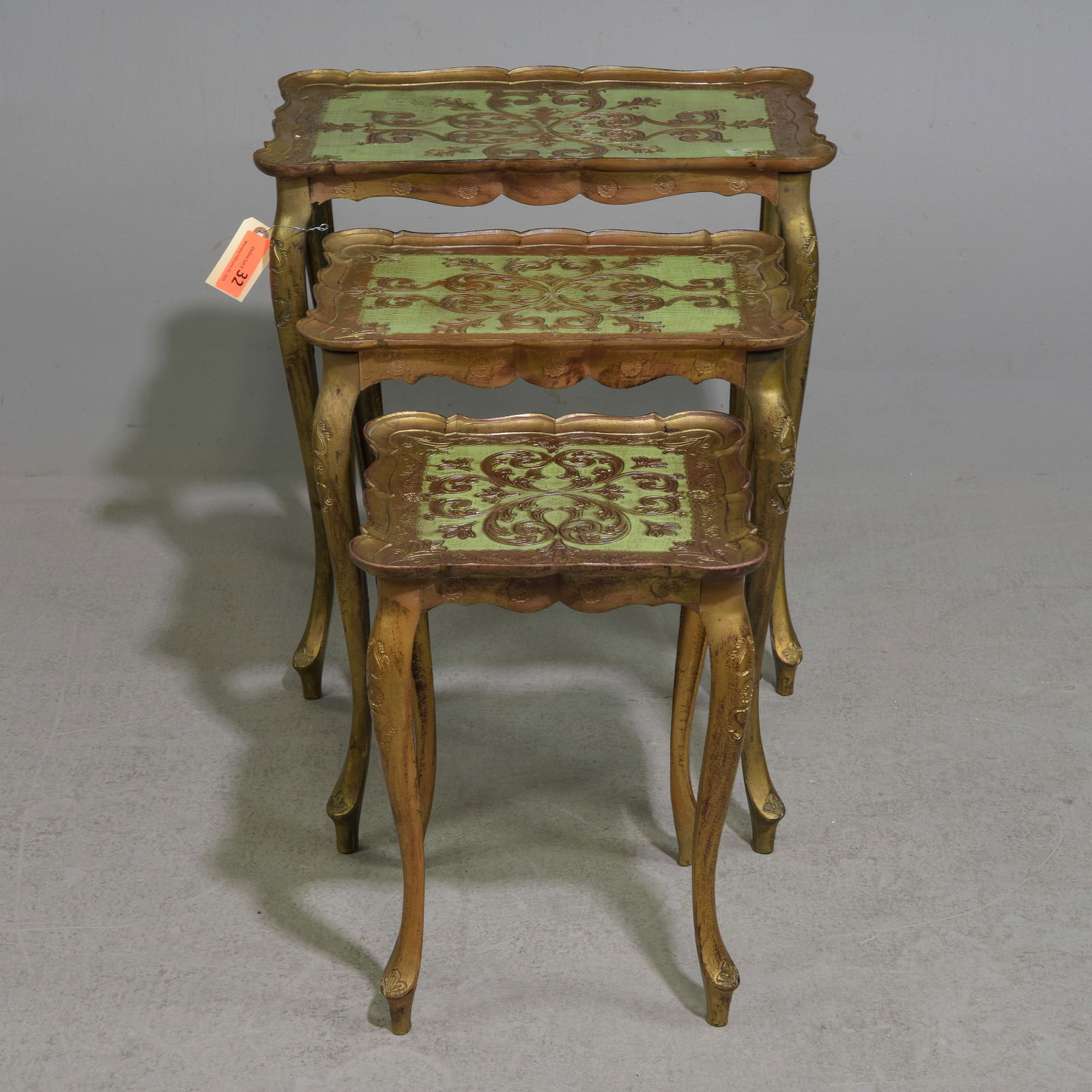 Florentine Style Gold & Green Nest of 3 Tables (1 of 5)