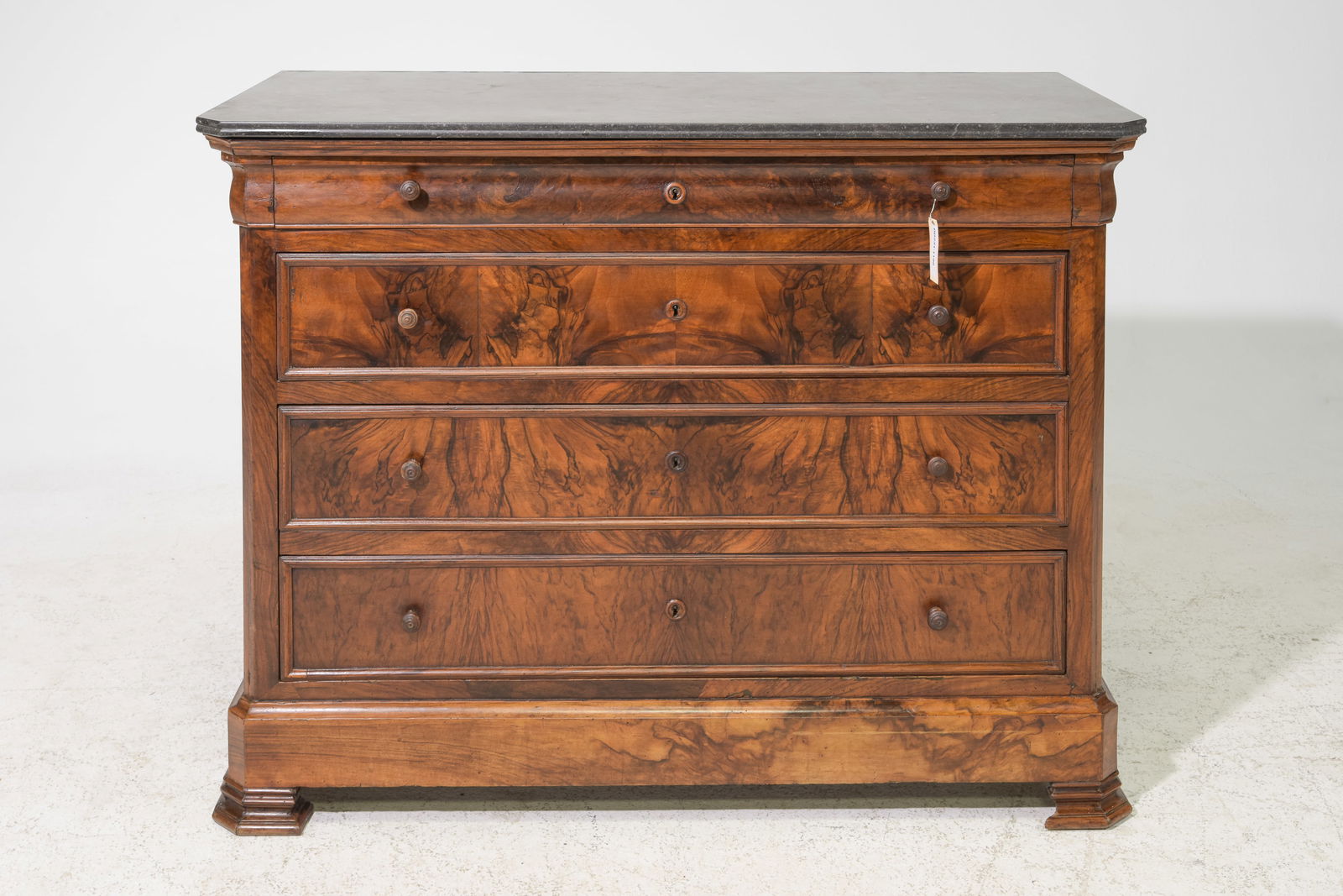 Louis Philippe Style Walnut Marble Top 4 Drawer Chest #1 (1 of 8)