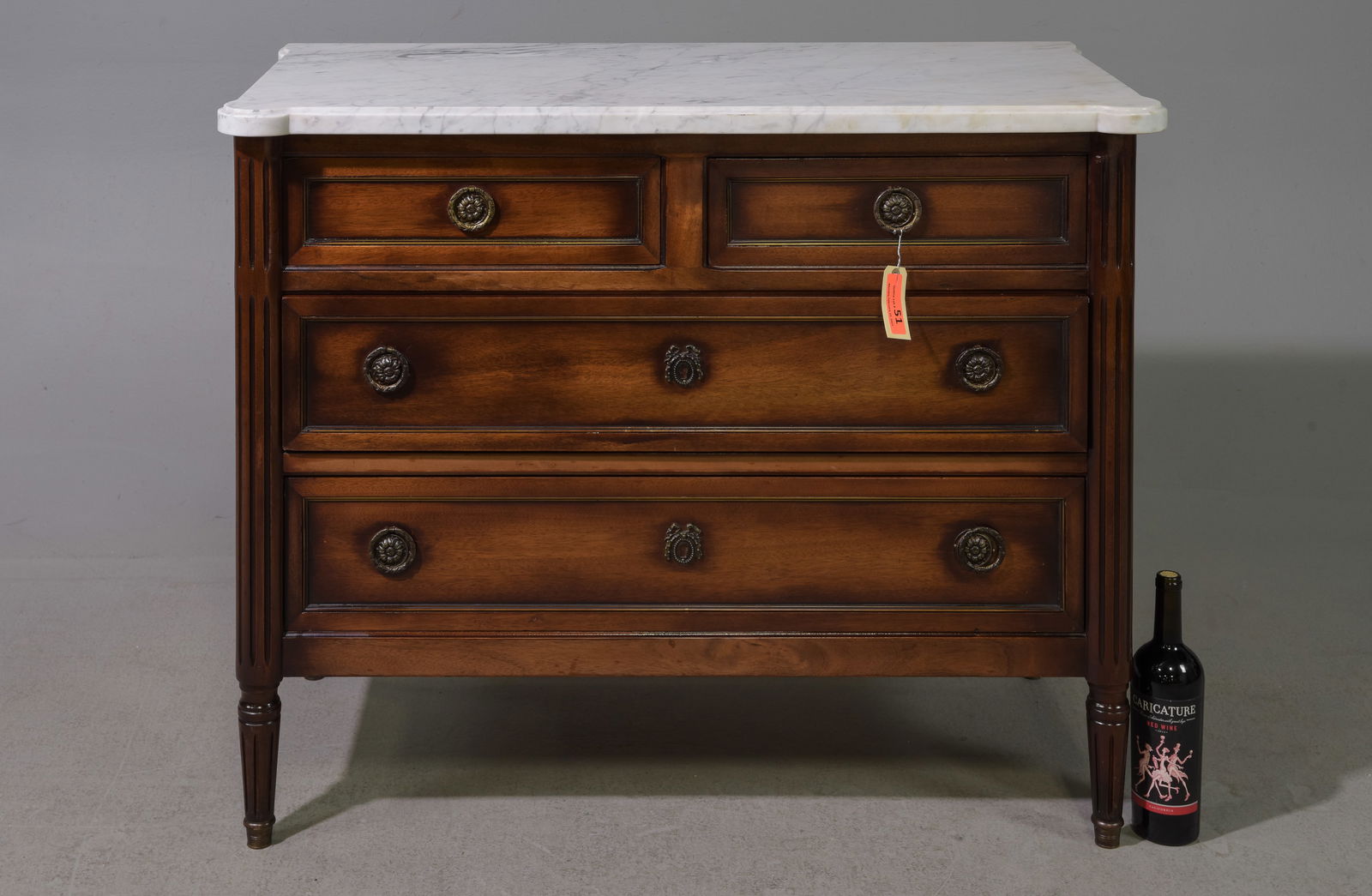 Louis XVI Style White Marble 4 Drawer Chest (1 of 3)