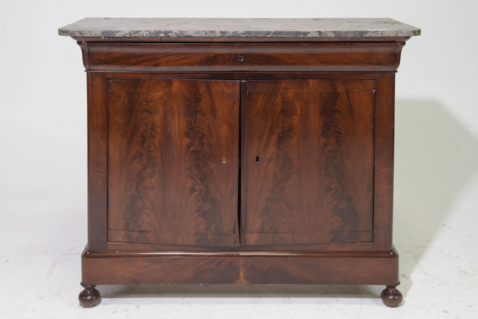 Louis Philippe Style Mahogany Marble Top Buffet (1 of 8)