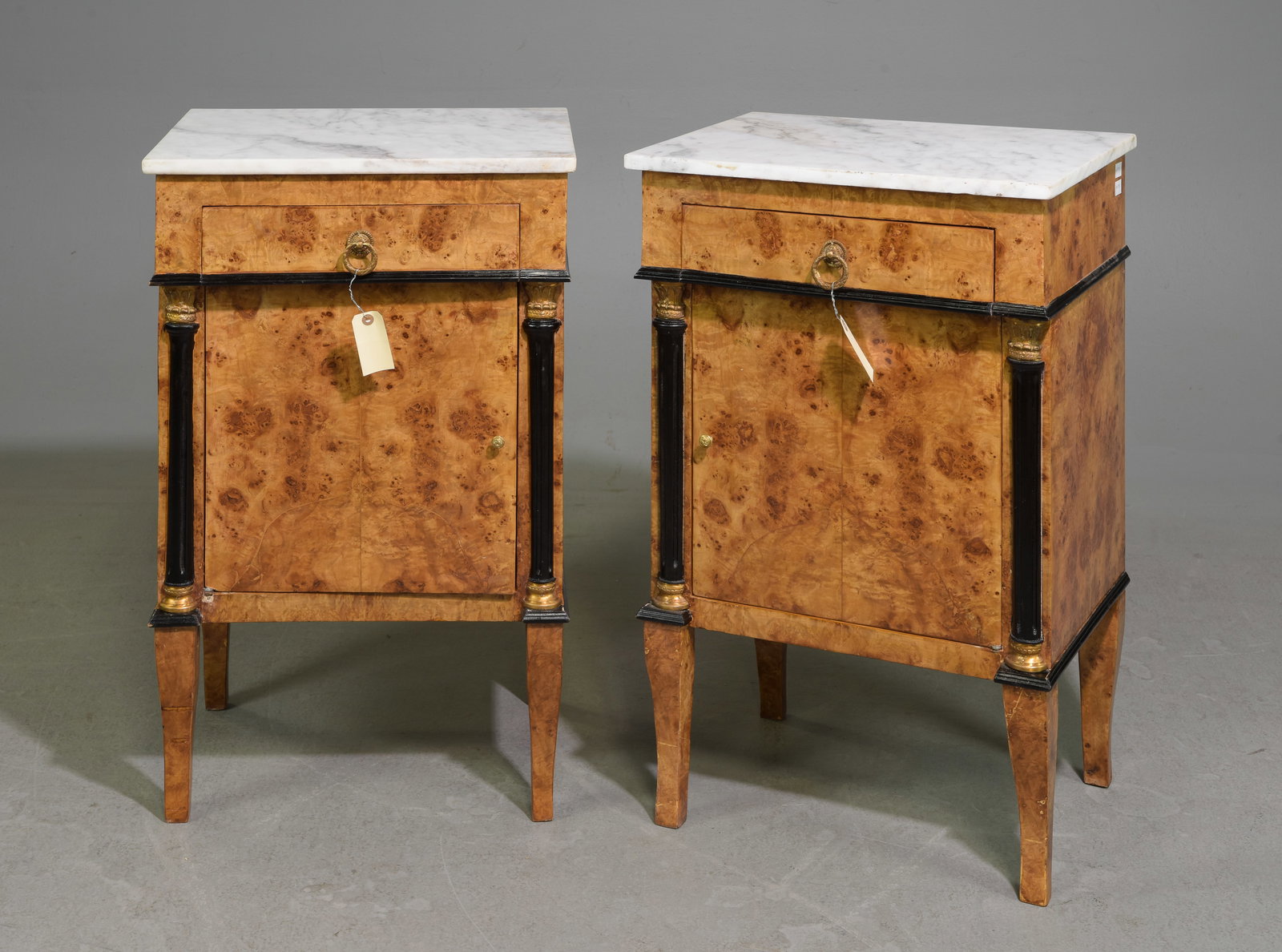 2 Empire Style White Marble Top Occasional Cabinets #2 (1 of 5)