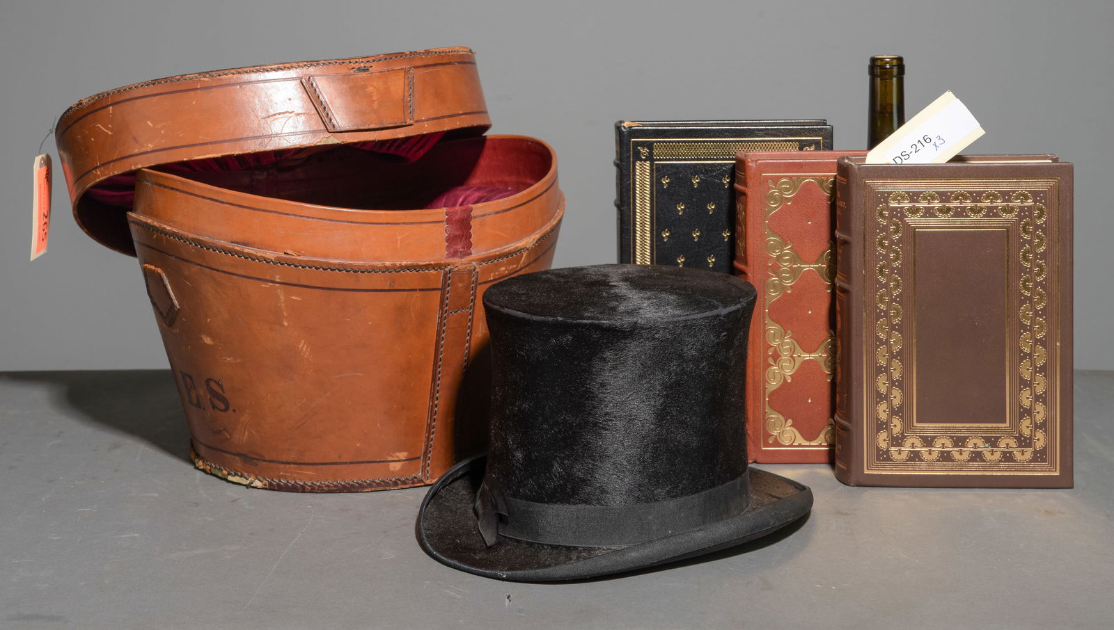 Three English Books & Leather Hat Box with Hat (1 of 6)