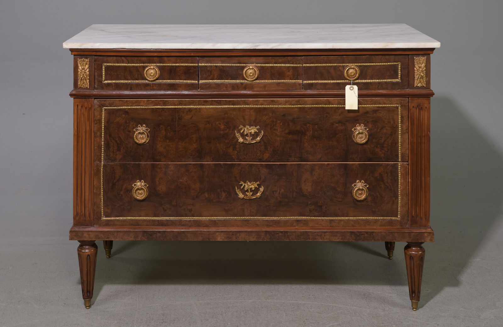 White Marble Top 5 Drawer Large Chest #1 (1 of 5)