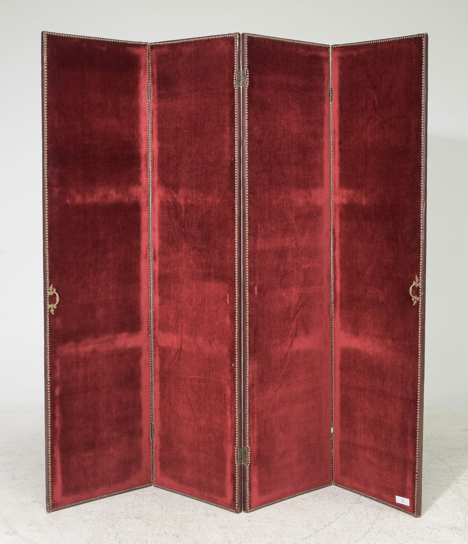 Four Panel Red Velvet & Leather Screen (1 of 6)