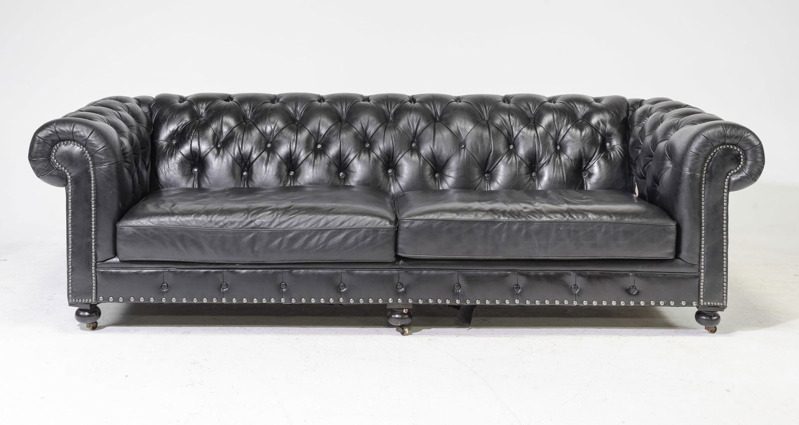 Chesterfield Style Large Leather Button Tufted Sofa (1 of 7)