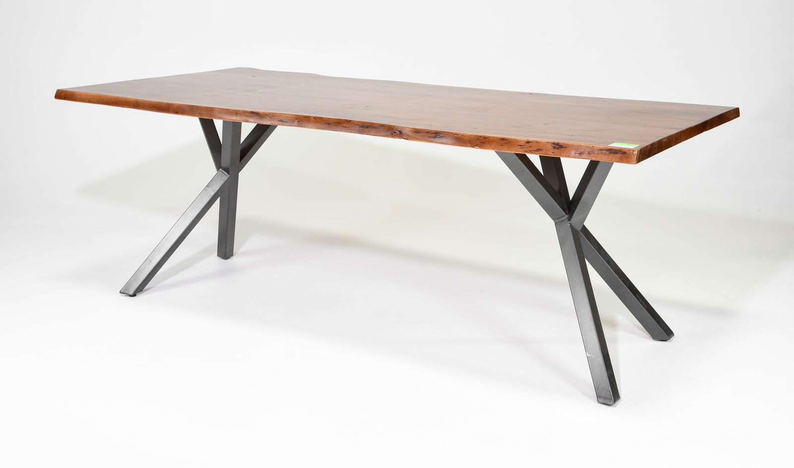 7 Foot Live Edge Metal Base Dining Table (1 of 4)