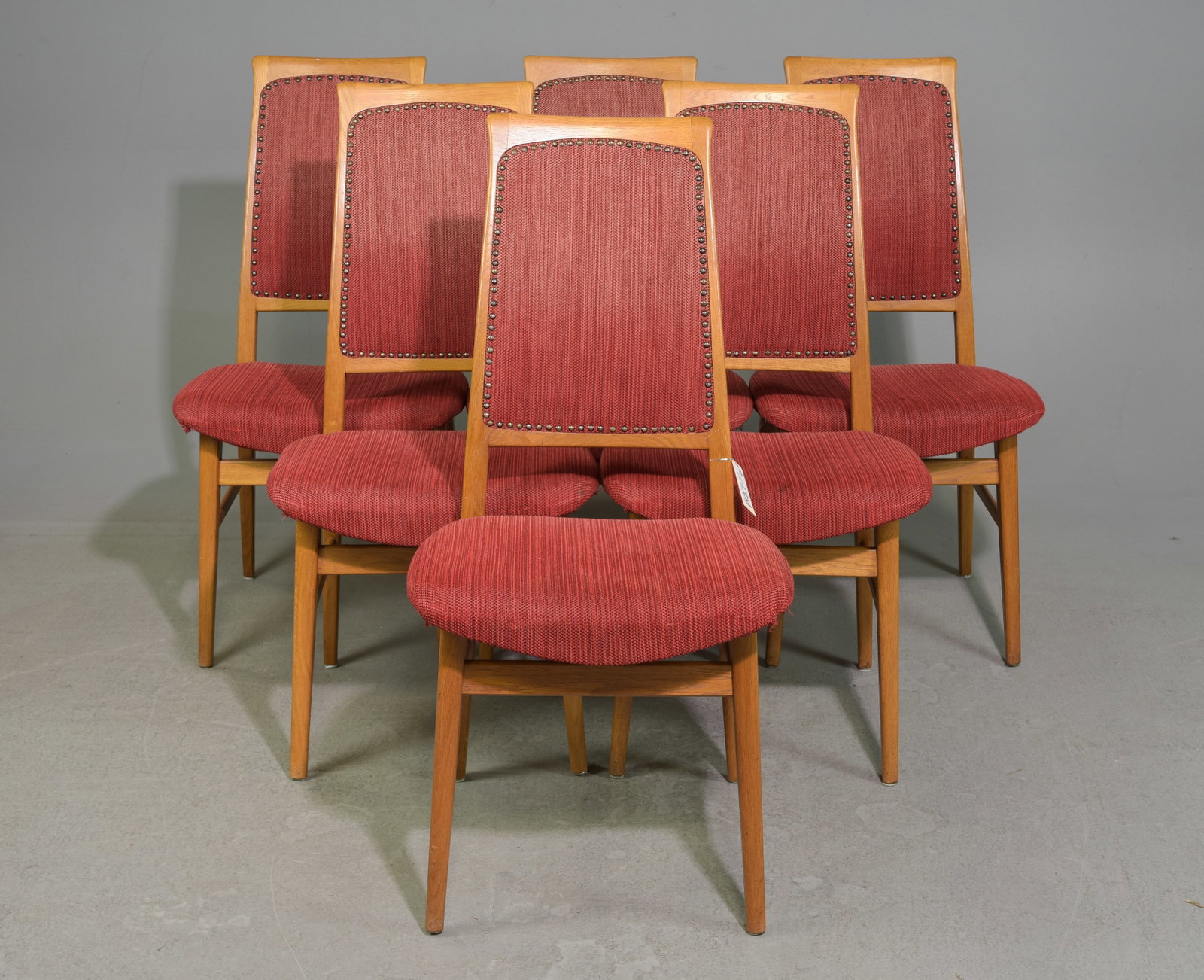 Set of 6 Danish Oak Dining Chairs: Set of 6 Danish Oak Dining Chairs - 38 in tall x 19 x 18 each with a seat height of 18 inches