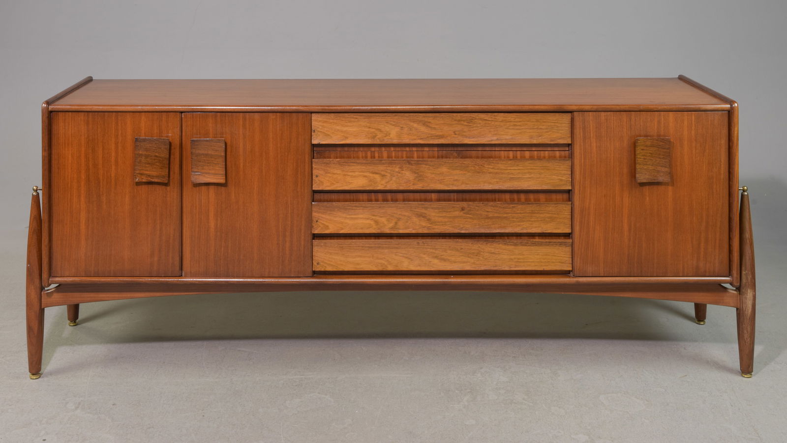 Mid Century Modern Sideboard - Elliots of Newbury: Danish Modern Style Sideboard / Credenza by Elliots of Newbury with Extended Legs - 30.5 in tall x 73 x 18