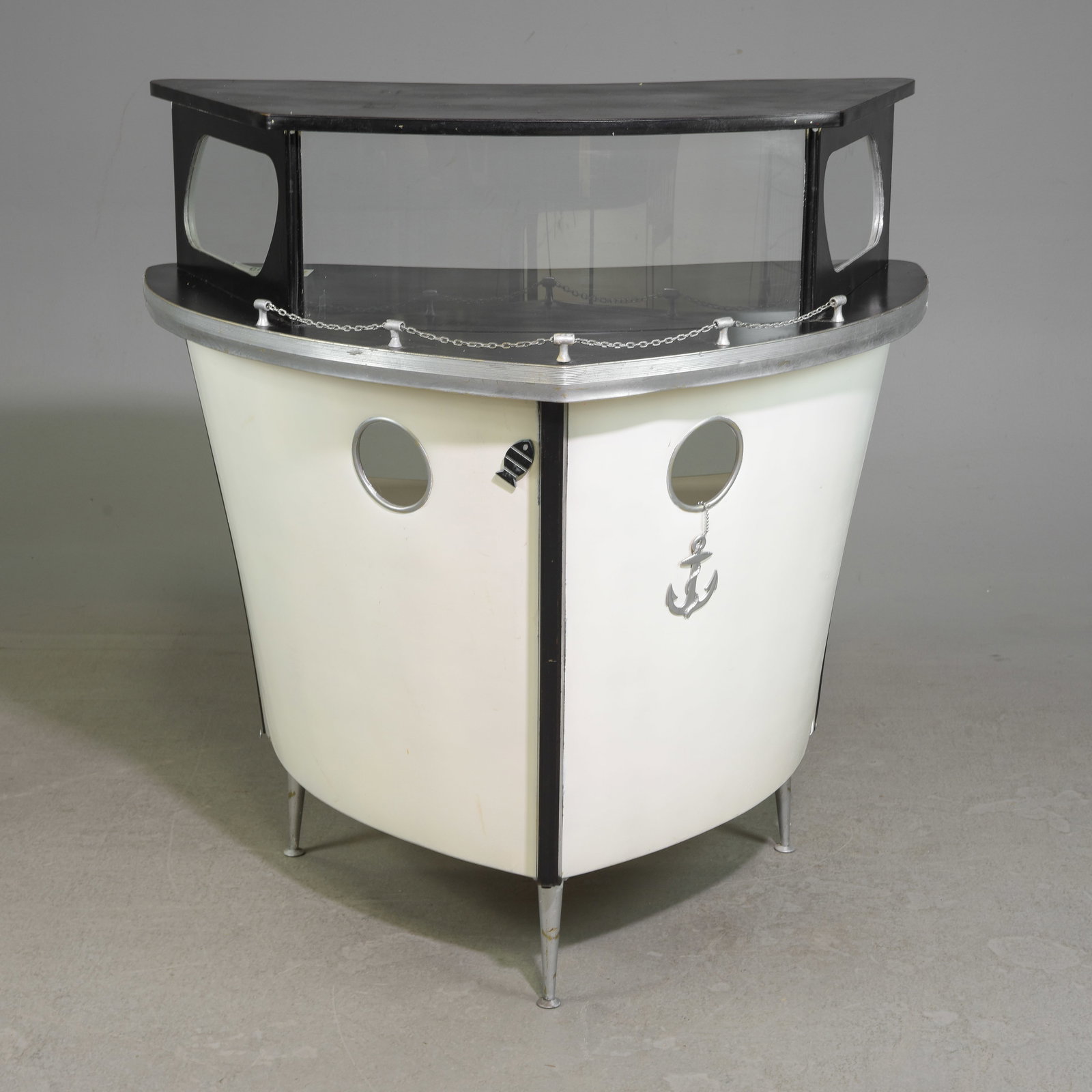 Mid Century Modern Boat Shaped Tiki Style Cocktail Bar (1 of 3)