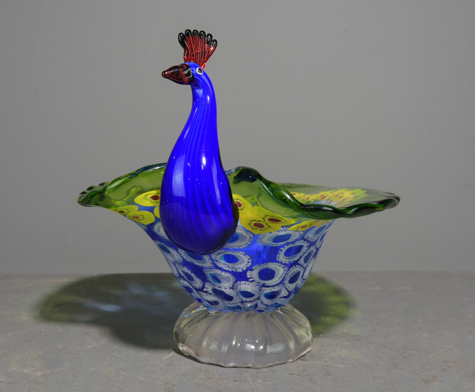 Danish Hand Blown Glass Peacock Bowl / Dish (1 of 4)