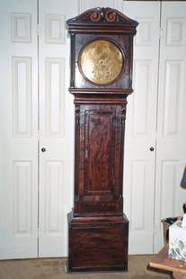 English Grandfather Clock: English Grandfather, Jewlers Regulator, 1810, H 6'4'' W 20'' D 9" The measurement across the face is 12 inches.