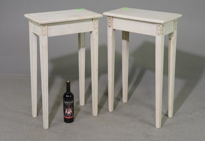 Swedish Painted Pair of Tall Occasional Tables