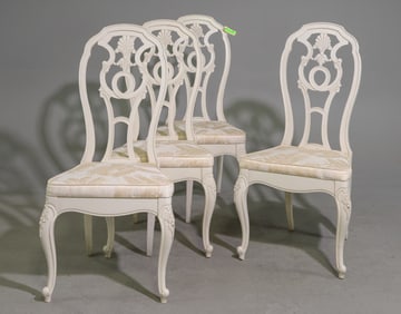 French Set of 4 Painted Dining Chairs