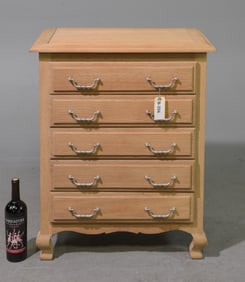 French Bleached Oak Five Drawer Chest / Nightstand