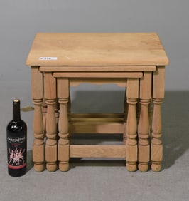 French Bleached Oak Nest of 3 Tables