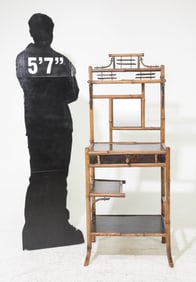 Bamboo Mirror Back Etagere / Hall Stand