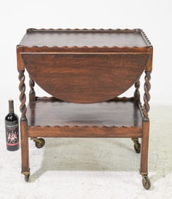 British Oak Drop Sided Barley Twist Trolley
