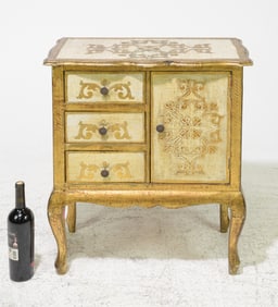 Florentine Gold & White Small Occasional Cabinet