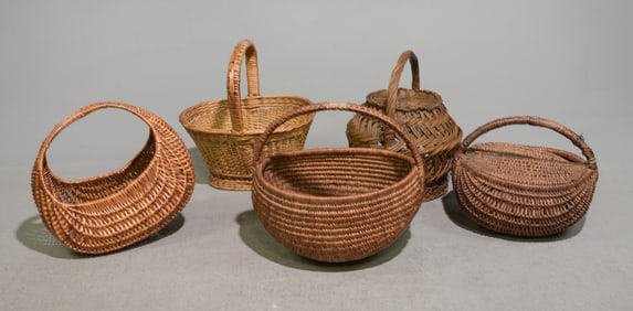 5 Assorted Swedish Woven Wicker Baskets