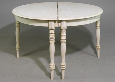2 Swedish Painted Demilune Hall Tables