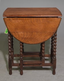 British Oak Barley Twist Drop Leaf Table