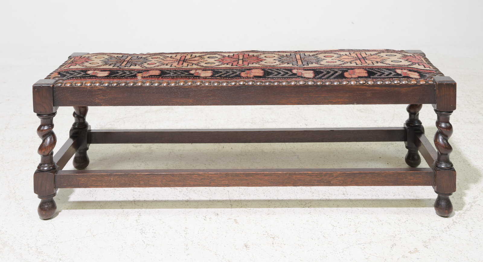 British Oak Barley Twist Foot Stool (1 of 3)