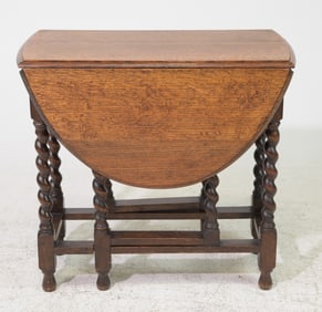 British Oak Barley Twist Drop Leaf Table #1
