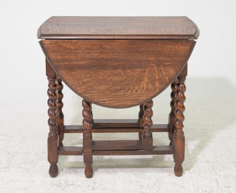 British Oak Barley Twist Drop Leaf Table #2