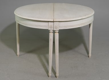 2 Swedish Painted Demilune Hall Tables