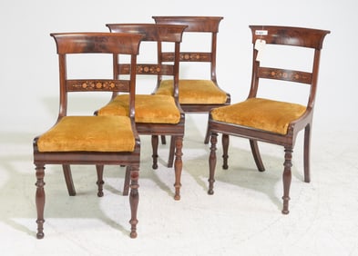 4 Sheraton Inlaid Mahogany Dining Chairs