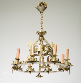 French Gothic Heavy Brass Chandelier