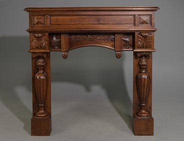 French Carved Mahogany Mantel / Surround