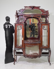 British Victorian Style Mahogany Mirror Back Etagere