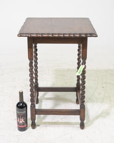British Barley Twist Oak Square Table c.1920's