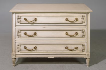 Louis XVI Style Painted Three Drawer Chest