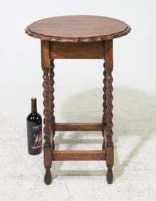 British Barley Twist Oak Round Occasional Table