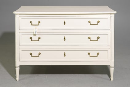 Louis XVI Style Painted Three Drawer Chest