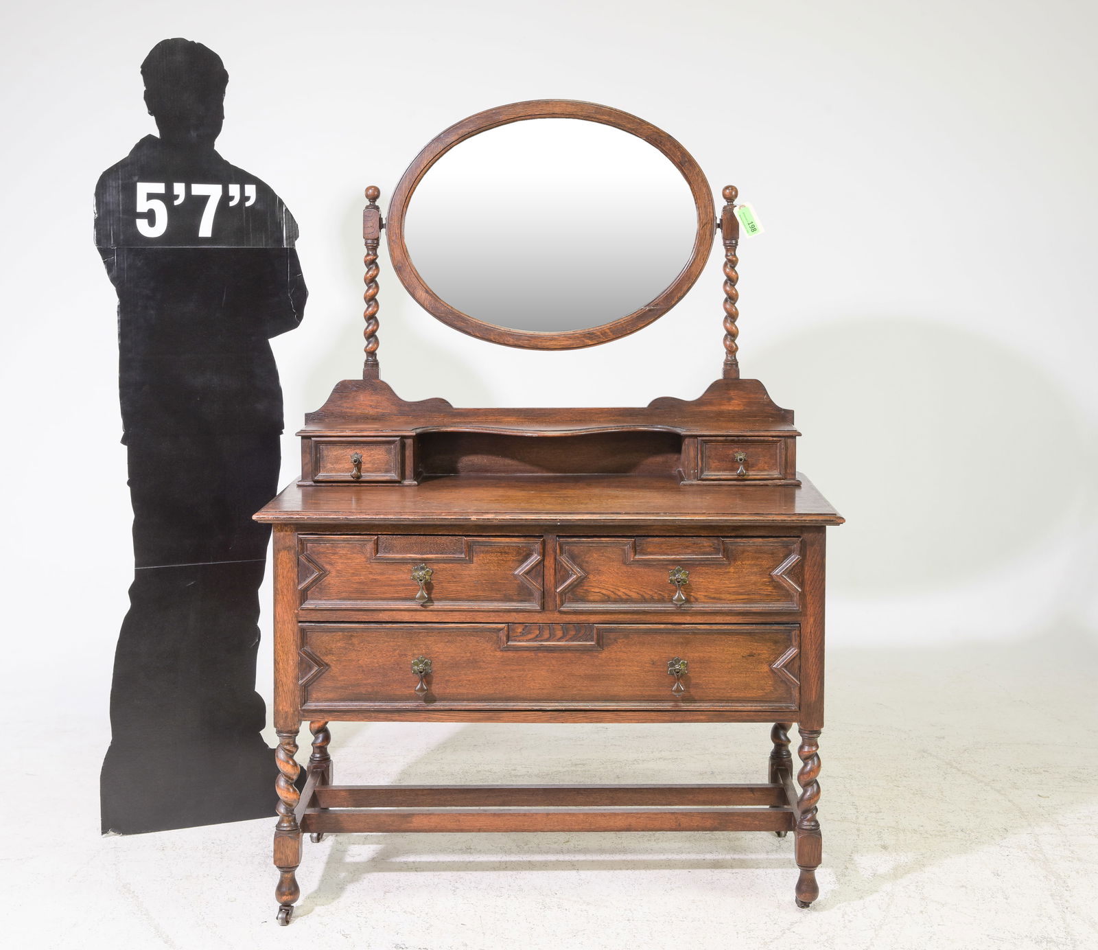 Jacobean Oak Barley Twist Dressing Chest c.1930's (1 of 5)