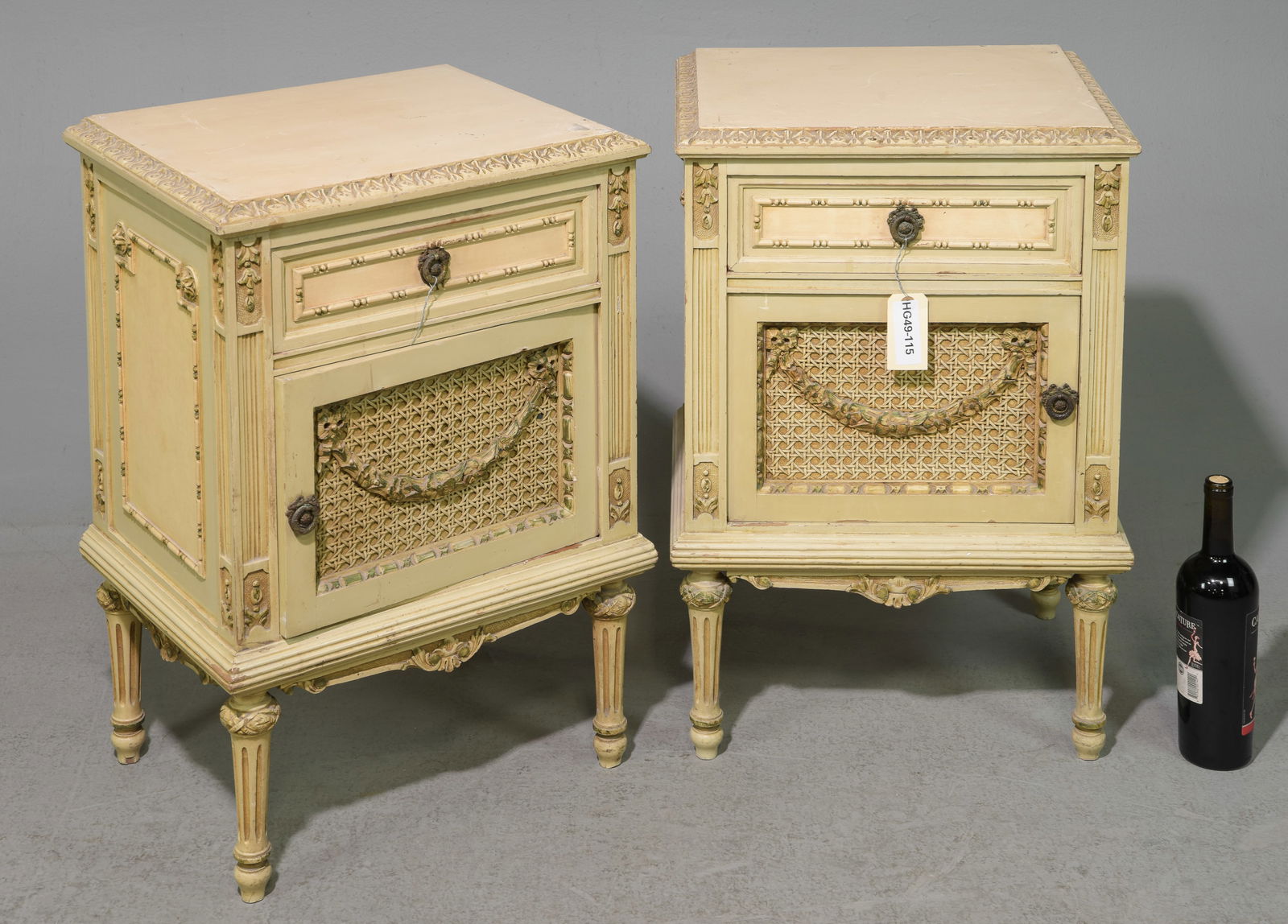 French Style Pair of Painted Nightstands / Side Tables (1 of 5)