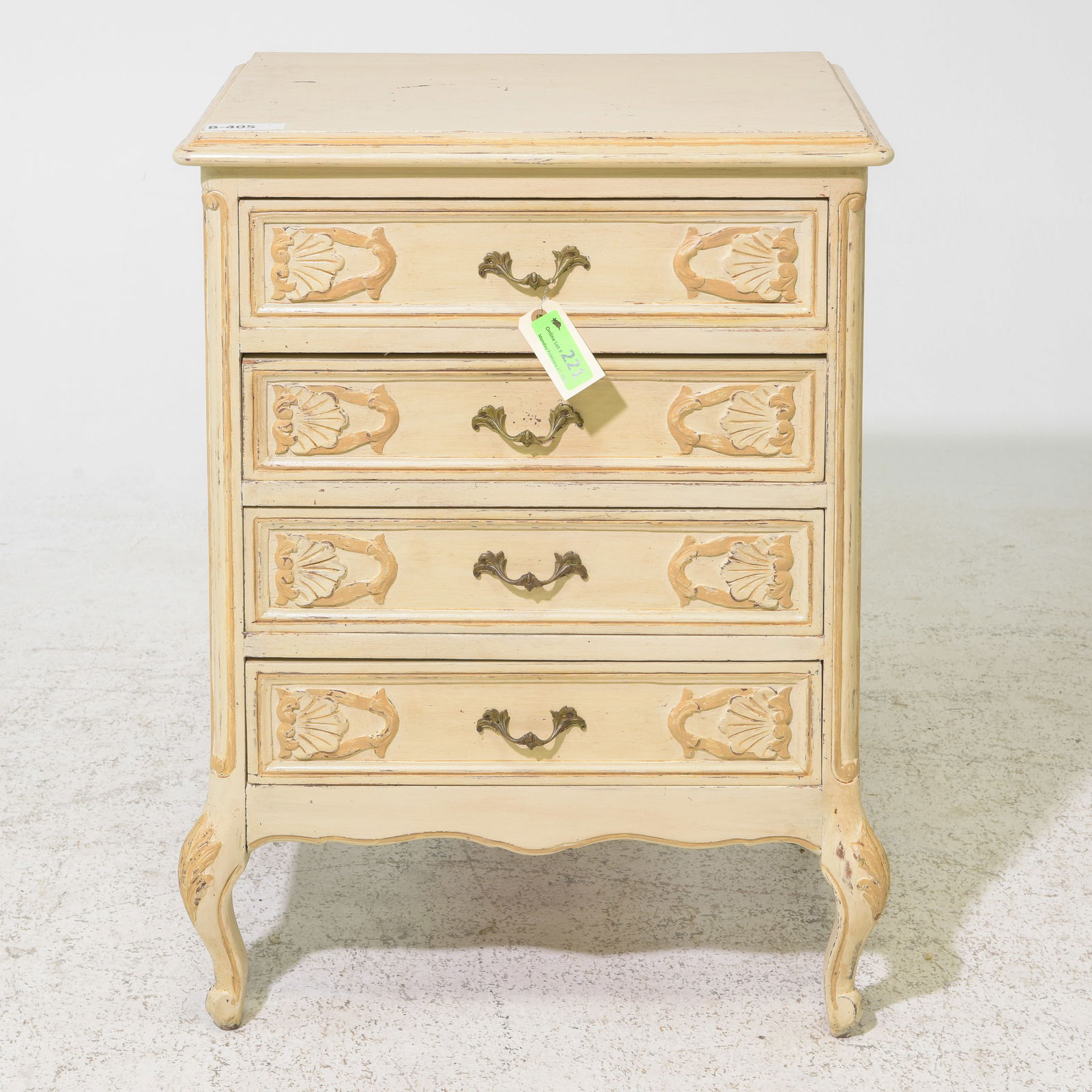 Louis XV Style Four Drawer Painted Nightstand / Chest (1 of 5)